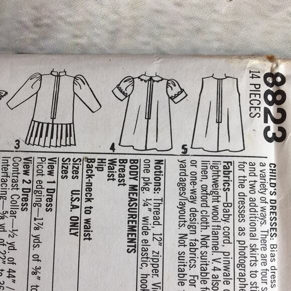 Vintage 1988 Simplicity Sewing Pattern 8823 Girl's Dress Size 4 - Picture 7 of 12
